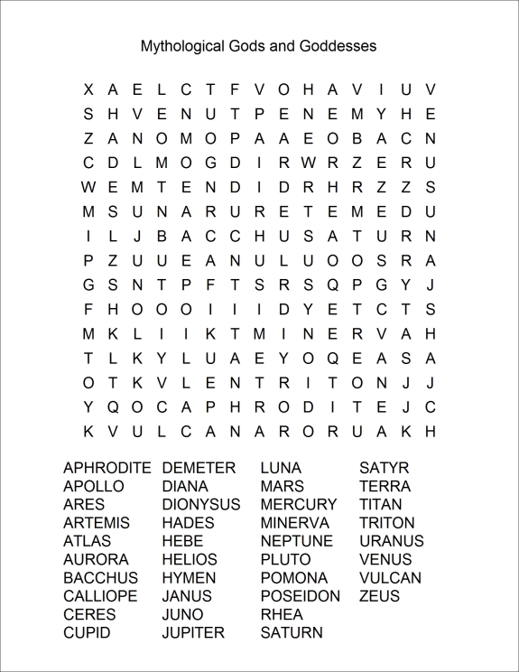 Mythological Word Search A Day