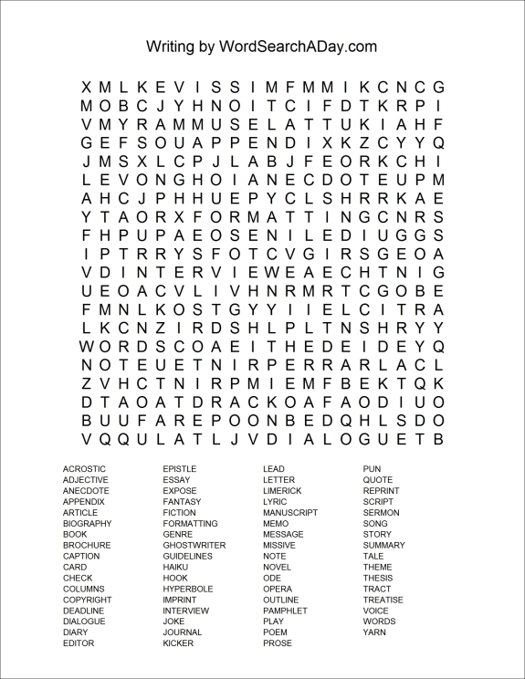 Writing Word Search A Day